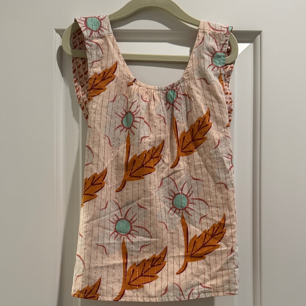 Pink Chicken Girls Sleeveless Top - Orange and Teal